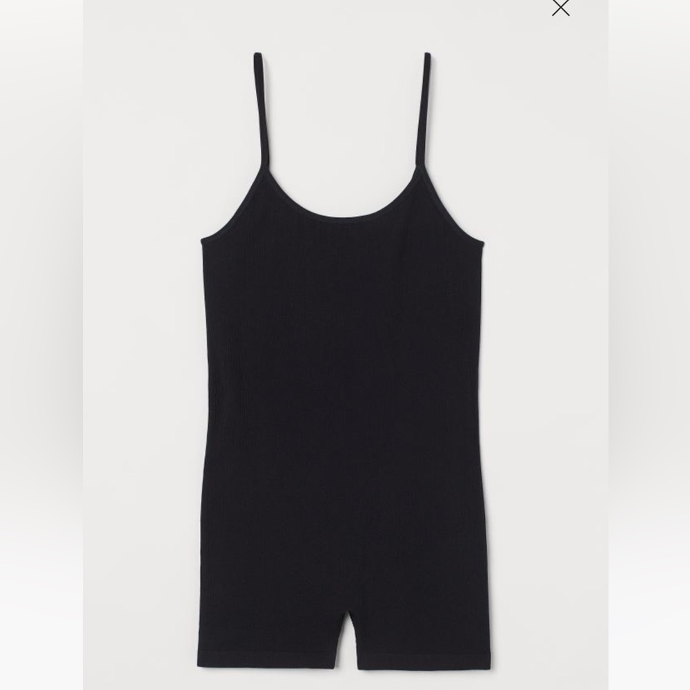 Black Ribbed Romper